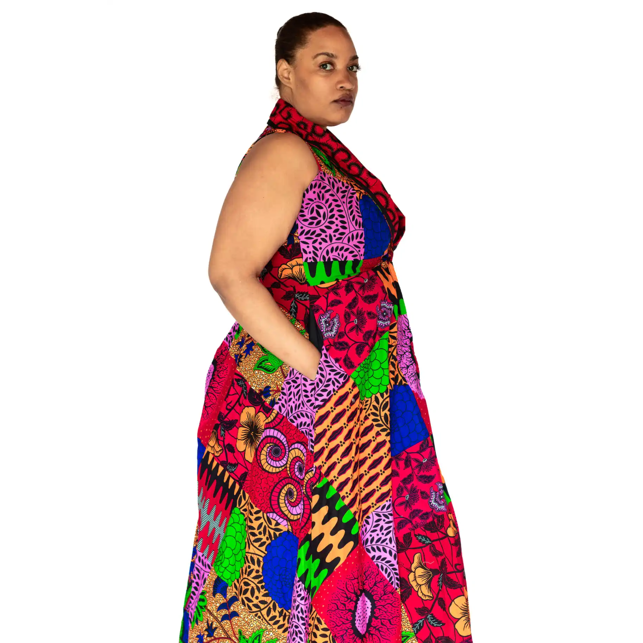African Rainbow Breeze ' Sleeveless Split Maxi Dress