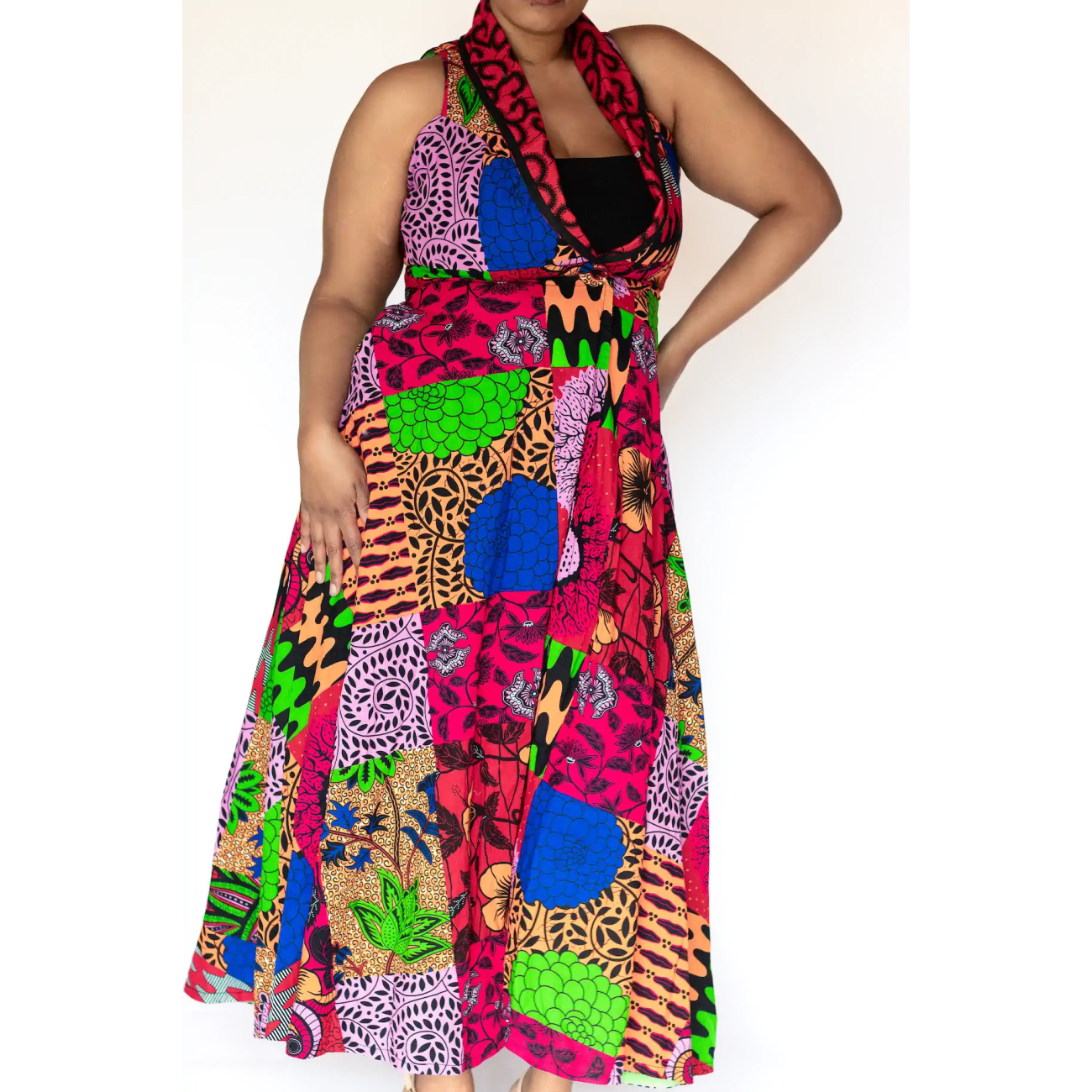 African Rainbow Breeze ' Sleeveless Split Maxi Dress - Image 3