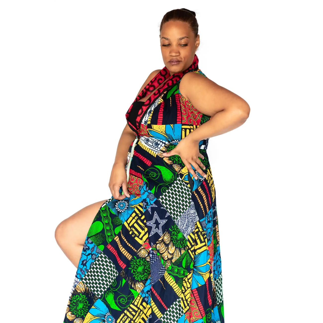 African Rainbow Breeze ' Sleeveless Split Maxi Dress - Image 5