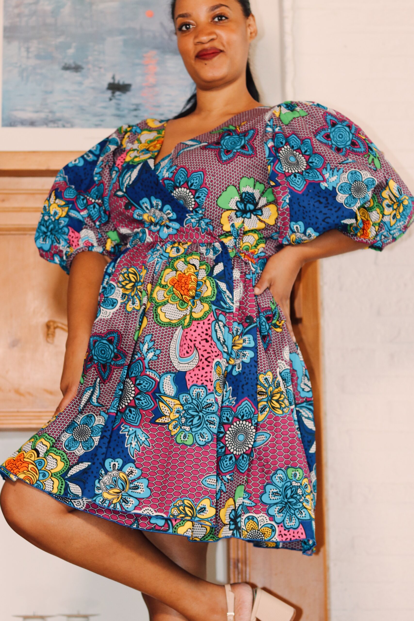Vibrant Bloom Wrap Dress