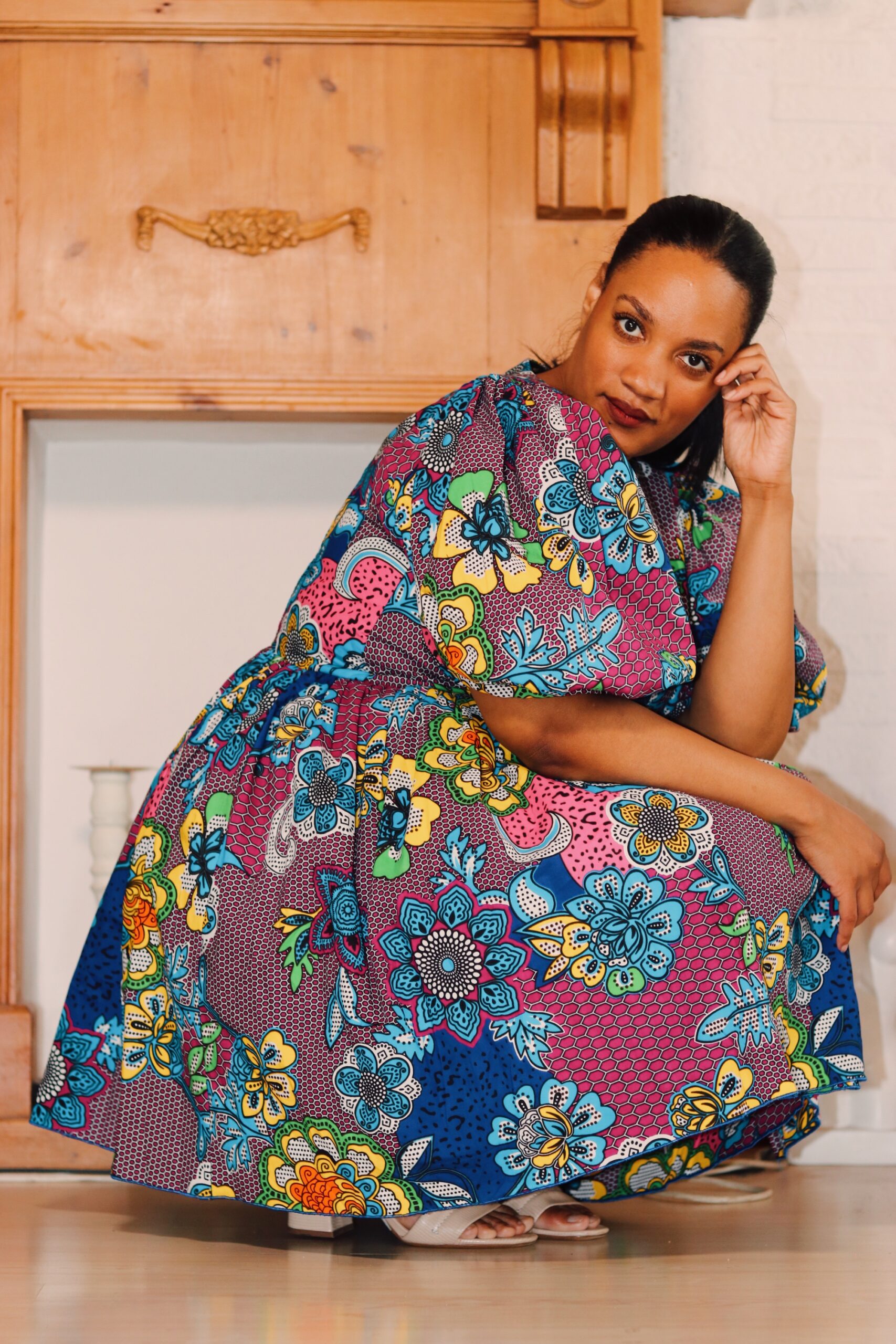 Vibrant Bloom Wrap Dress, - Image 2