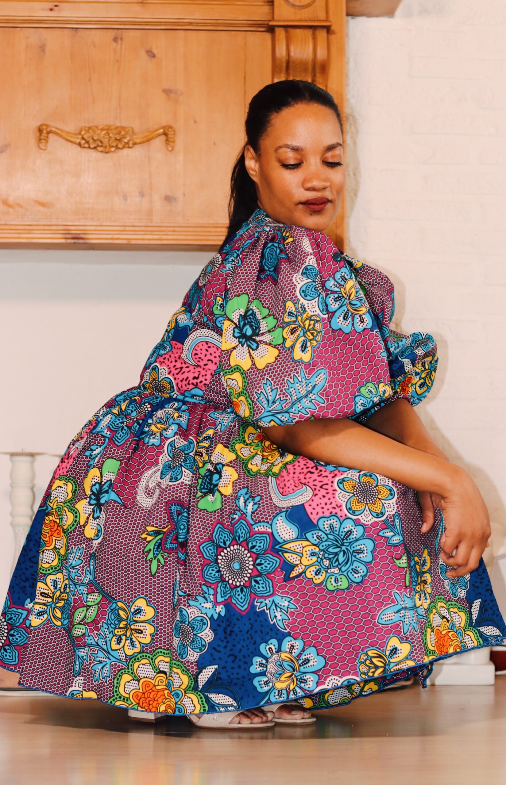 Vibrant Bloom Wrap Dress, - Image 4