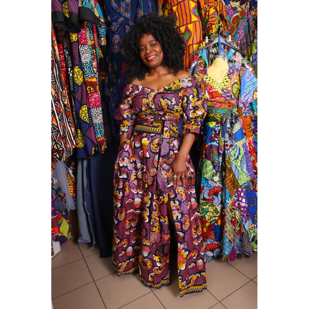 Purple Sunset African Two-Piece Set
