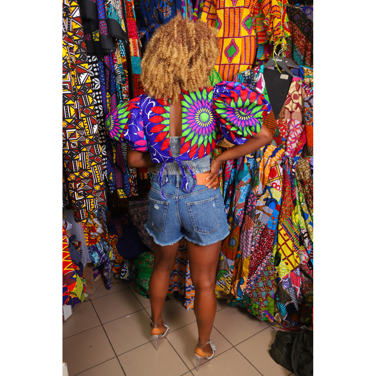 African Print Bolero with Puff Sleeves - Image 2